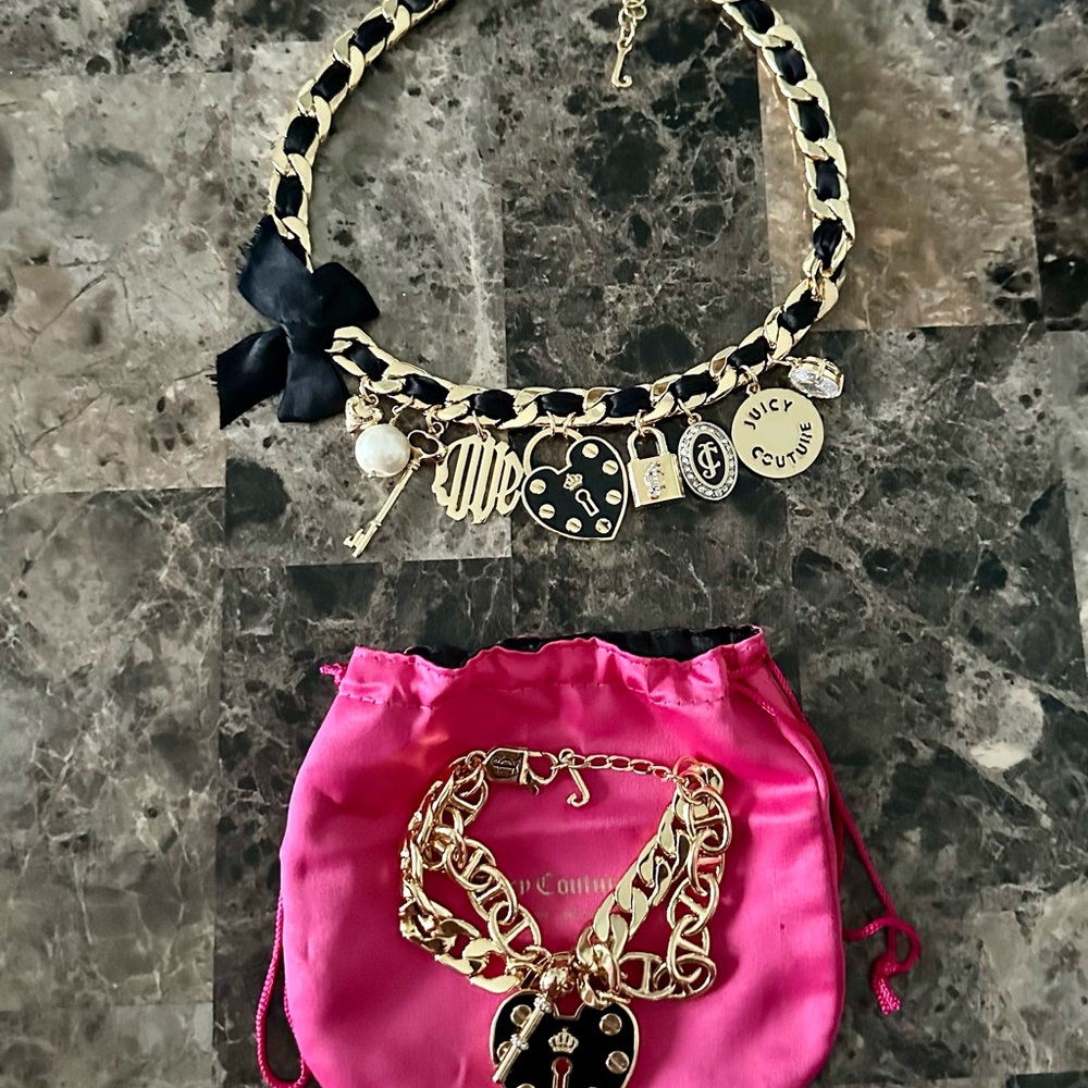 Juicy Couture Black and Gold Charm Jewelry Set